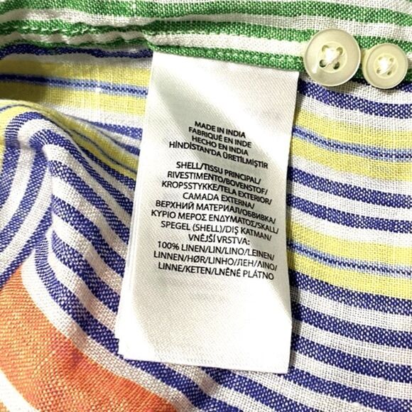 Polo Ralph Lauren Men’s XXL Classic Fit 100% Linen Candy Stripe Button Shirt - Picture 6 of 7